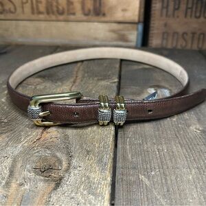 Vintage Brighton Brown Leather Lizard Print Belt